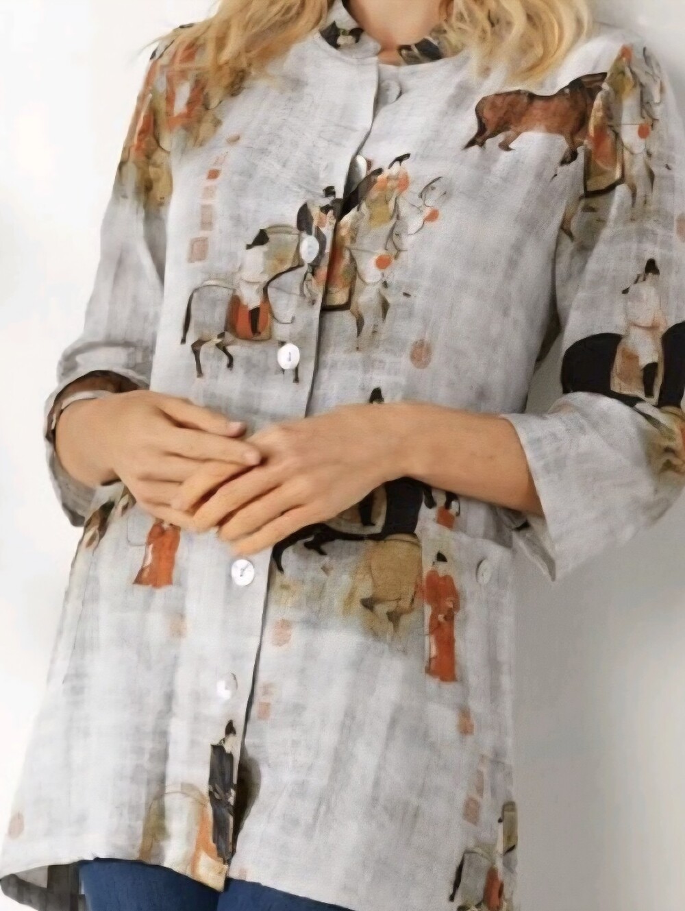 Soft Surroundings Song Dynasty top/ tunic size Large Horses